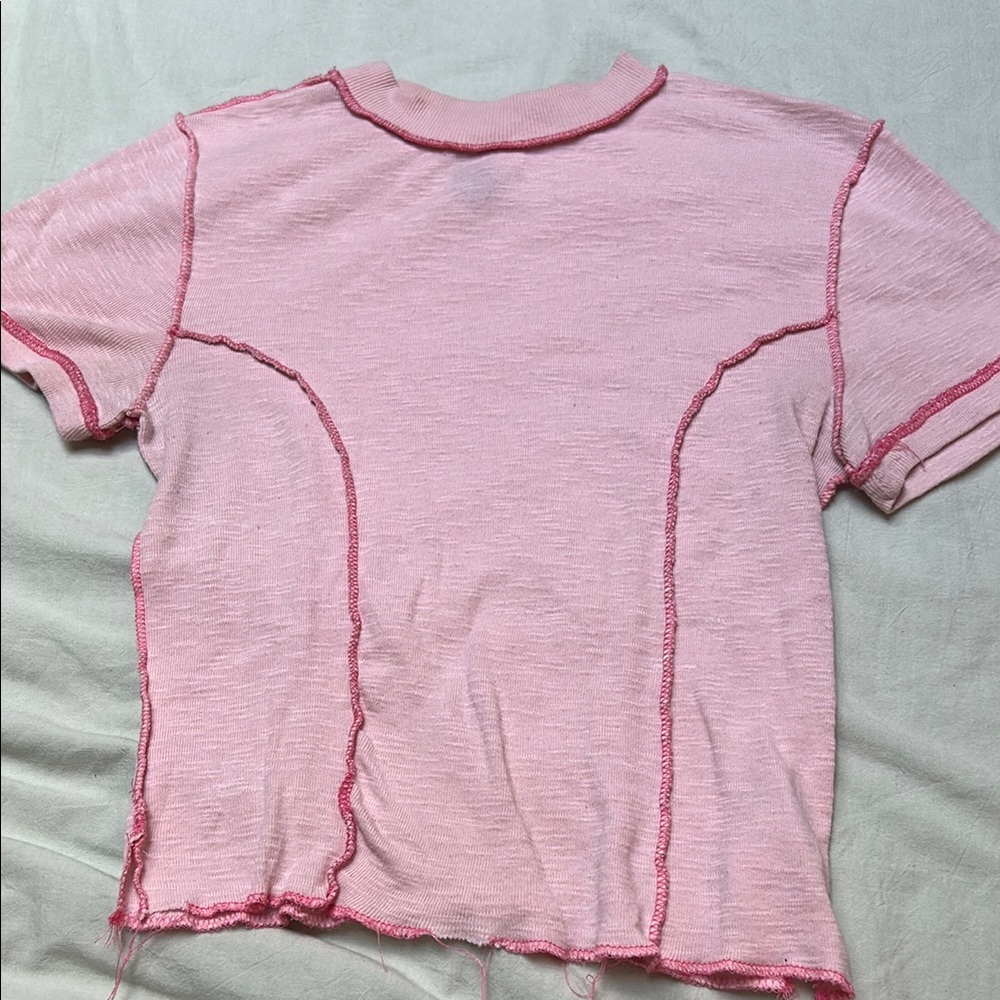 Urban Outfitters Pink Short Sleeve Tee with Curved Seams